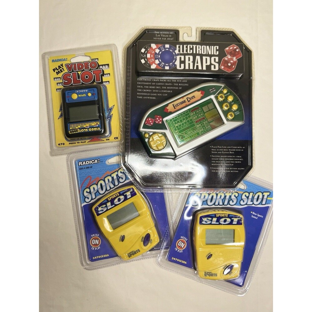 Radica Handheld Games Lot, Electronic Craps, Sports Slots, Video Slot, All New